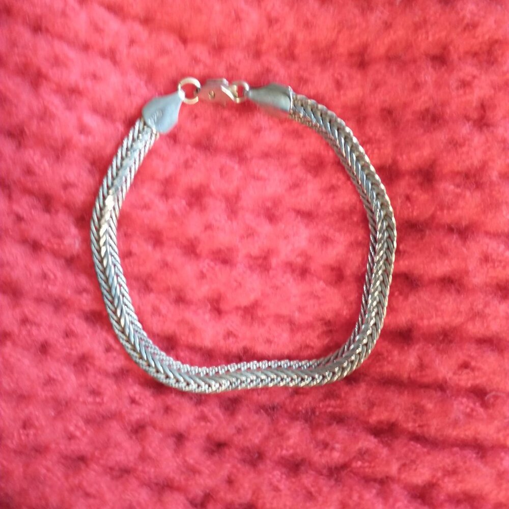 Sterling Silver Herringbone Link Bracelet - Picture 2 of 10